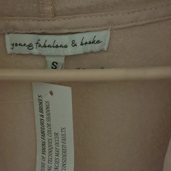 young fabulous & broke Blush Pink Open Front Hoodie Sweater Jacket - Picture 4 of 4